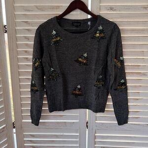 Topshop | Sequin Christmas Trees Sweater